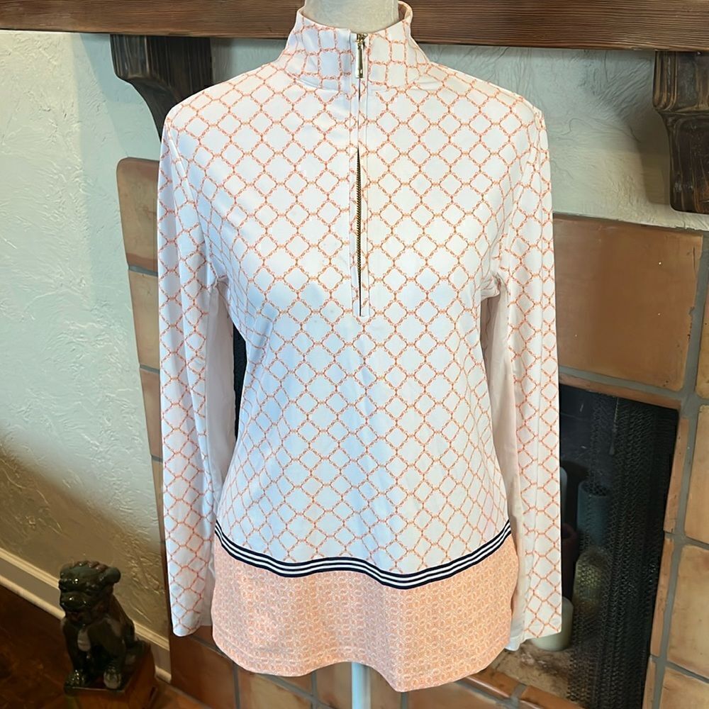 Cabana Life Fisher Island White 1/4 Zip Sport Top, S!